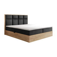 BOXBETT 160 x 200 cm mit Bettkasten und Taschenmatratze H3, SELVA mit Topper 5 cm und Holzelemente, Schwarz - Schwarz, Holzwerkstoff/Kunststoff (160/200cm) - Trada