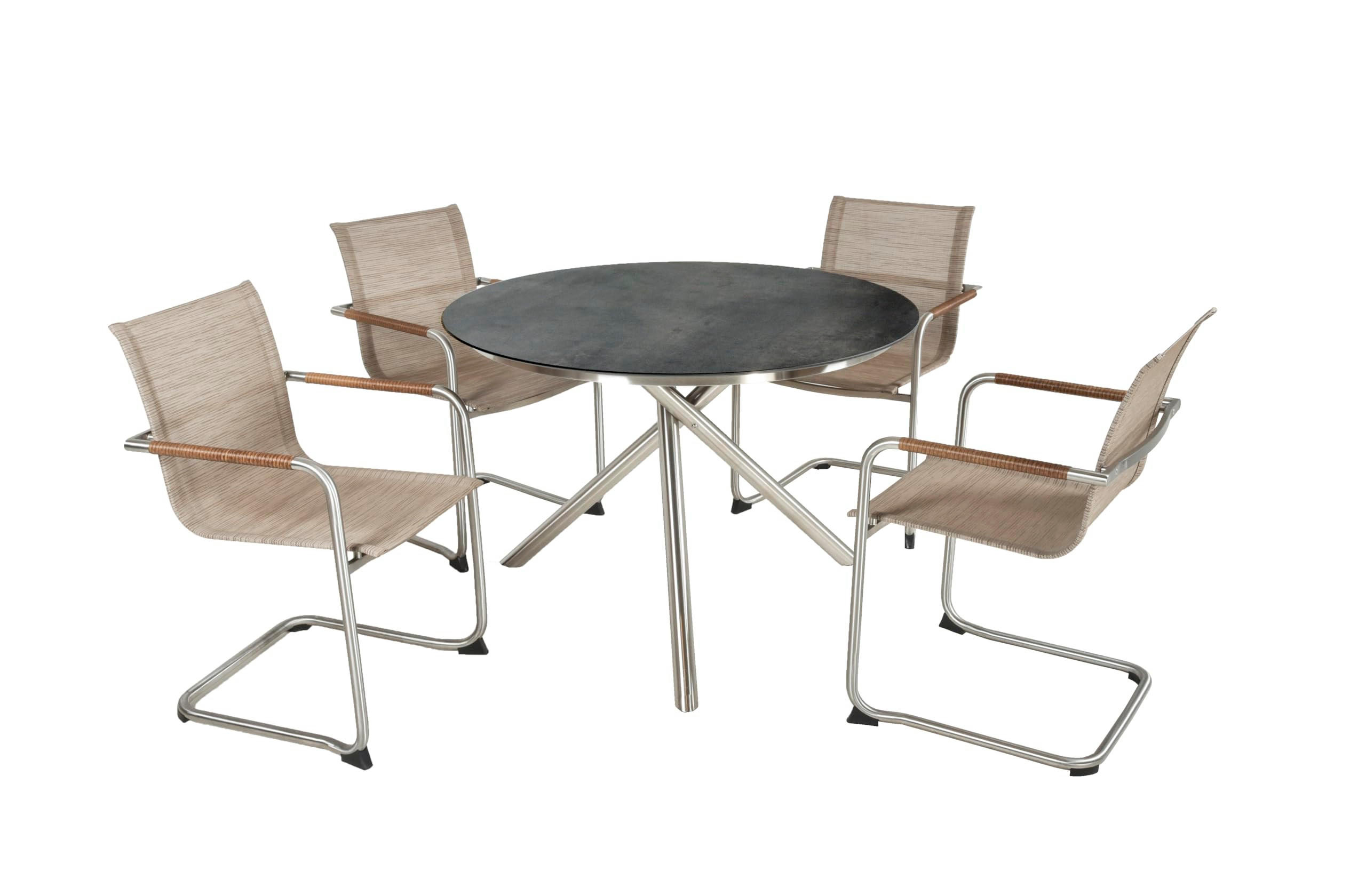 GARTEN-SITZGRUPPE Hector 5-teilig Gartenmöbel-Set - Sandfarben, Kunststoff - DELUKE