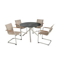 GARTEN-SITZGRUPPE Hector 5-teilig Gartenmöbel-Set - Sandfarben, Kunststoff - DELUKE