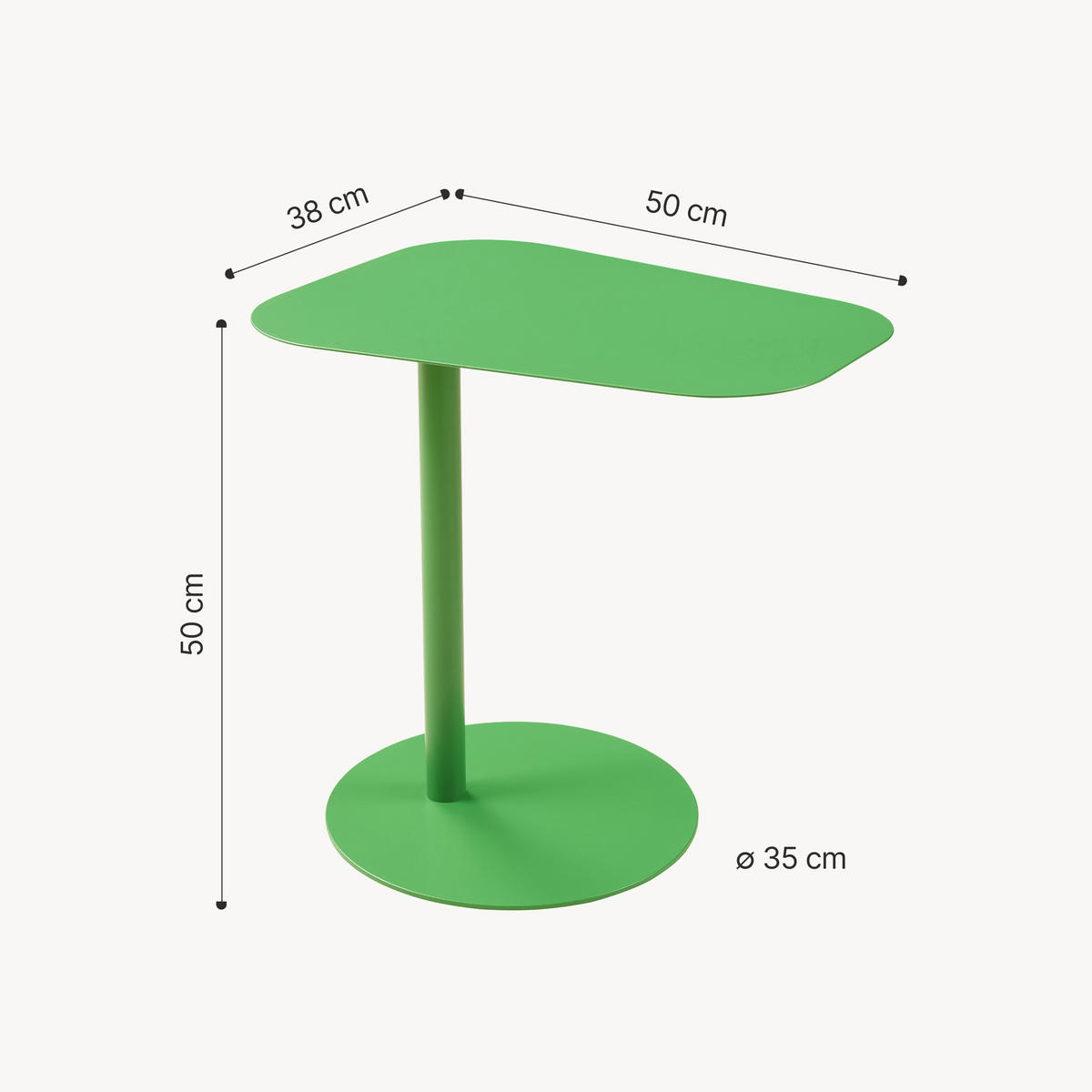 BEISTELLTISCH Nastätten - Grün, Metall (38/50/50cm) - [en.casa]