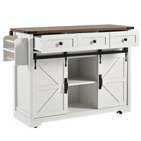 KÜCHENINSEL 140/73/94 cm Beige mit Klappblatt, 3 Schubladen und Schiebetüren - Beige, Holz/Holzwerkstoff (140/94/45cm) - Oxeza