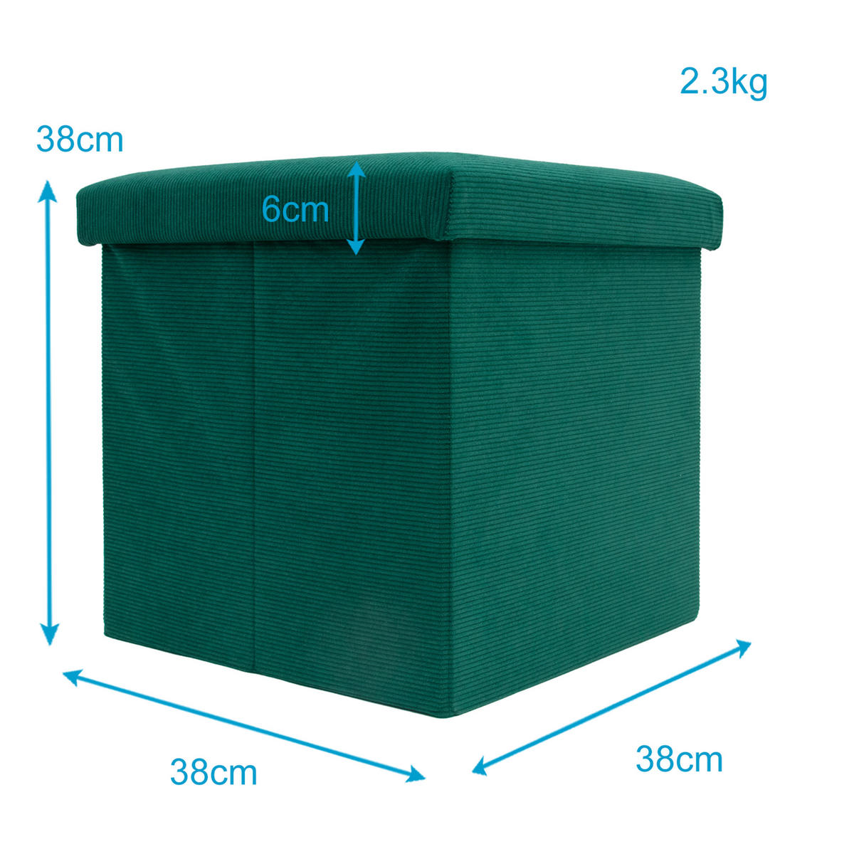 FALTBARER SITZHOCKER - Grün, Textil (38/38/38cm) - Intirilife