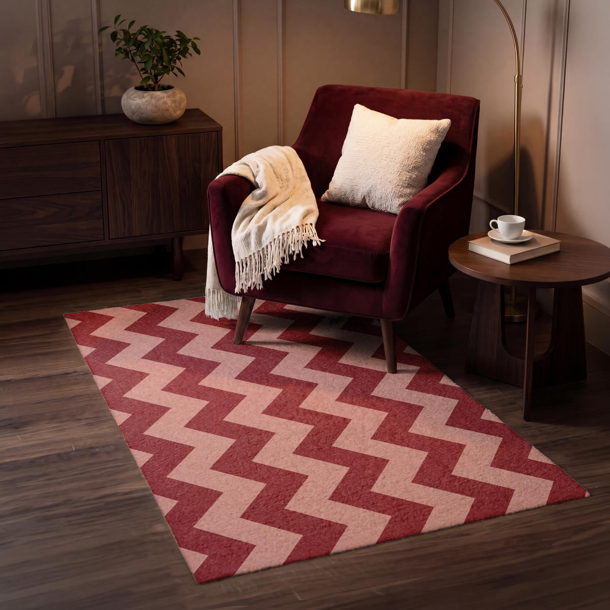 KOBERCE - Cikcak - Pruhy - Vzor - Červená - 80x120 cm - červená, textil/plast (80/0.4cm) - OnlyWow