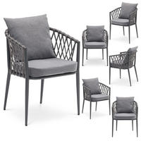GARTENSTÜHLE SUNNY 6er-Set grau, schwarz - Grau, Textil/Metall (56/75/62cm) - IDIMEX