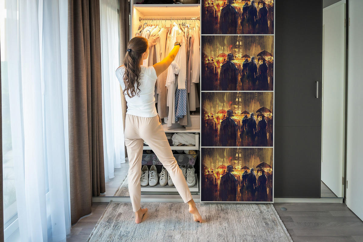 MÖBLAUFKLEBER 100x50 cm mehrfarbig - Eichefarben/Multicolor, Kunststoff (100/50/0.1cm) - Wallfluent