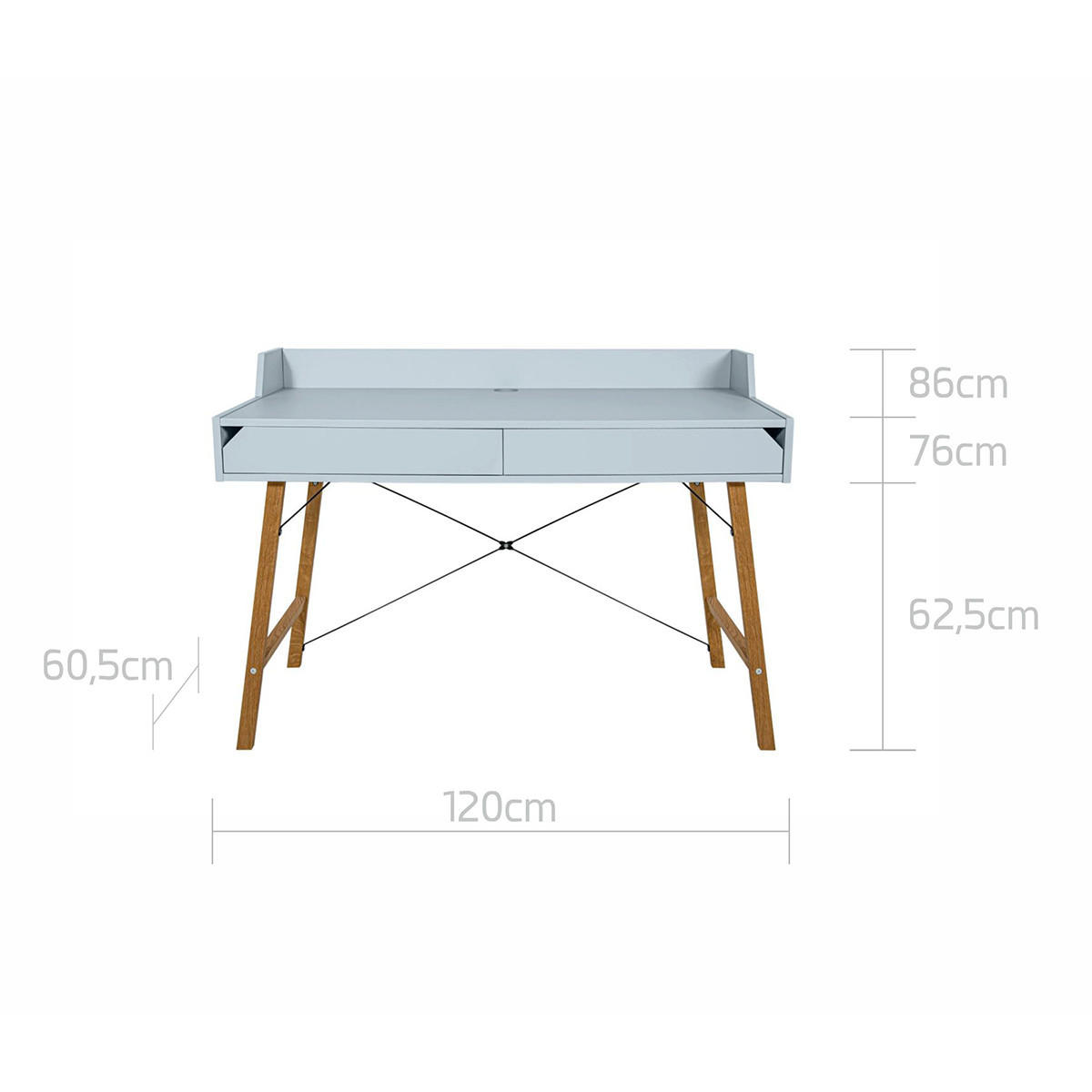 SCHREIBTISCH Lotta Blau - Blau, Holzwerkstoff (60/120/86cm) - Petits-meubles