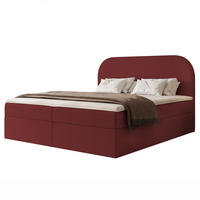 BOXBETT FUZZI 140x200 cm Bordeaux (Stoff Monte) - mit 2 Bettkästen, Bonellmatratze und weichem Kopfteil - Bordeaux, Holzwerkstoff/Textil (140/200cm) - Ravio