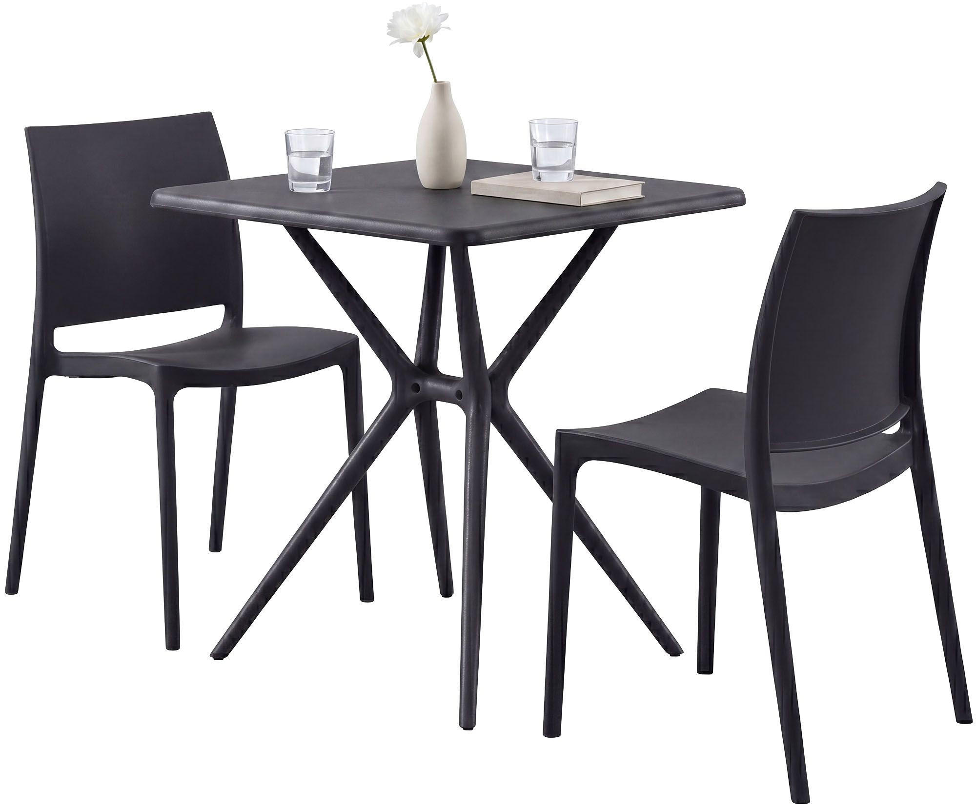 GARTENMÖBEL-SET Greta 2 Stühle 156x72x81cm Kunststoff Schwarz Balkonset - Schwarz, Kunststoff - DELUKE