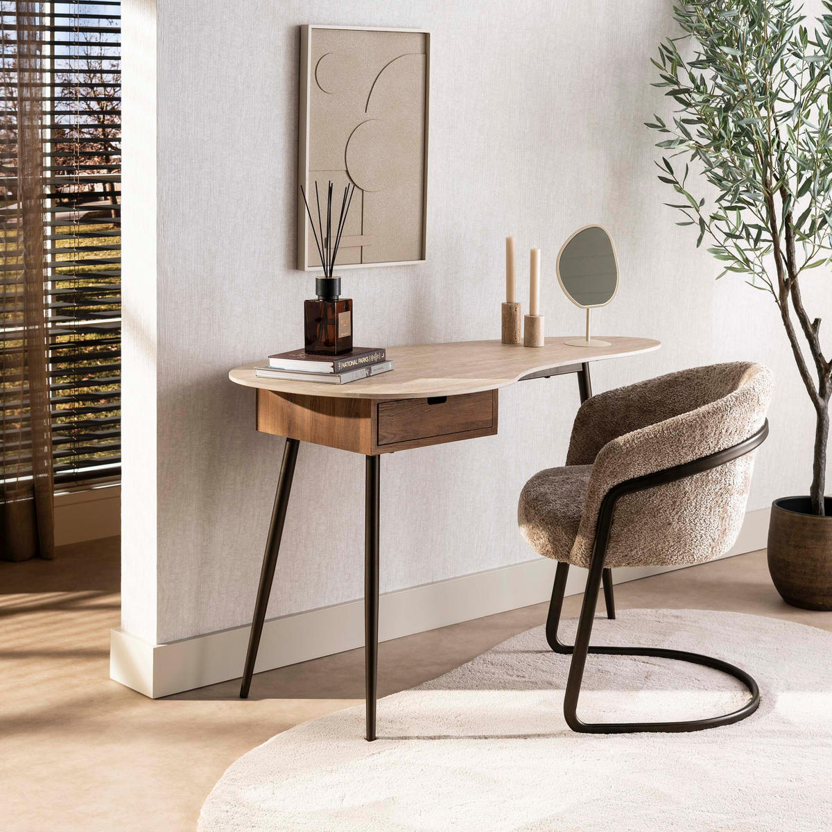 SCHMINKTISCH Travino 88 62/127/77 cm - Beige, Keramik (62/127/77cm) - Hoyz Collection