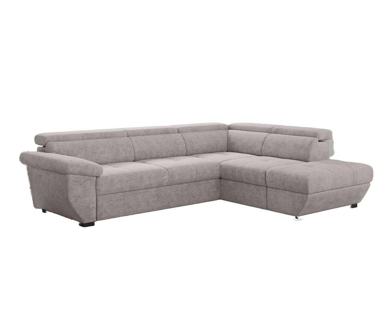 ECKSOFA mit Schlaffunktion und Bettkasten, verstellbare Kopflehnen - Schwarz/Grau, Kunststoff/Textil (224/262cm) - Cotta