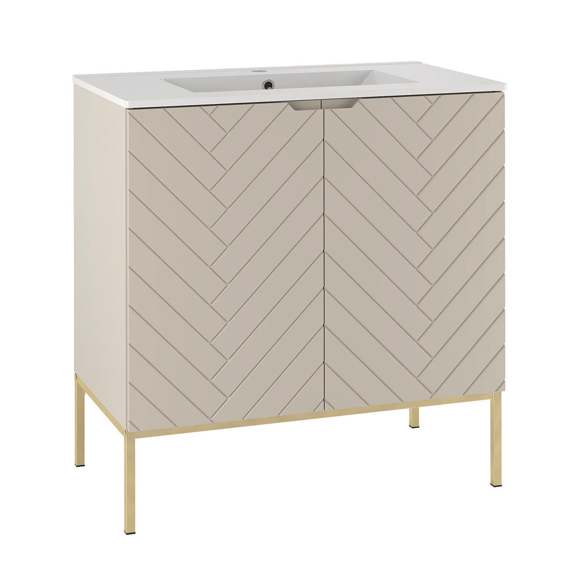 BADMÖBEL 80cm Daria 2er-Set Kaschmir - Beige, Holzwerkstoff (80/82/45.8cm) - Petits-meubles