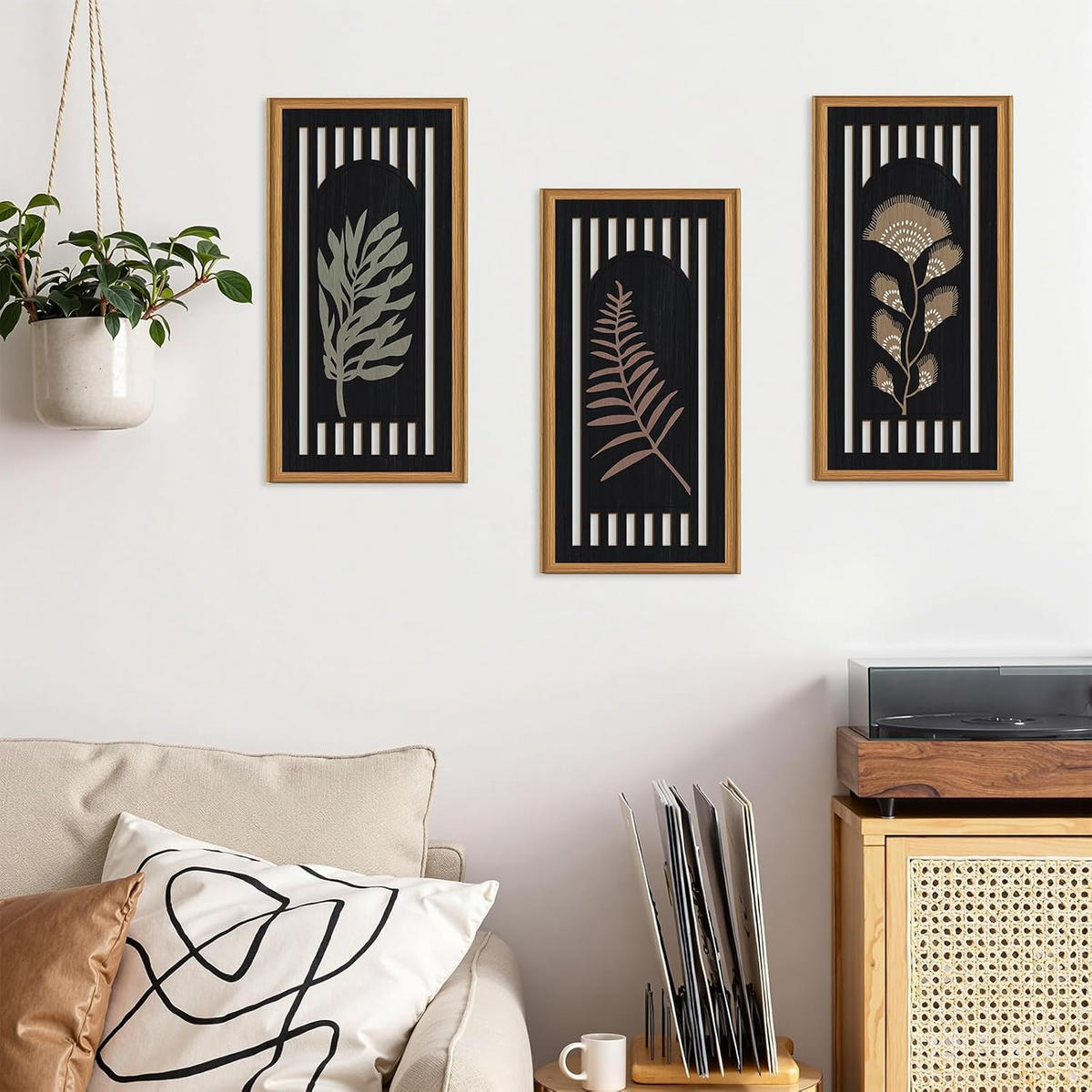 WANDDEKO 20x40cm Pflanzenmotiv Holz 3er Set - Akaziefarben, Holzwerkstoff (40/1cm) - Weltevree