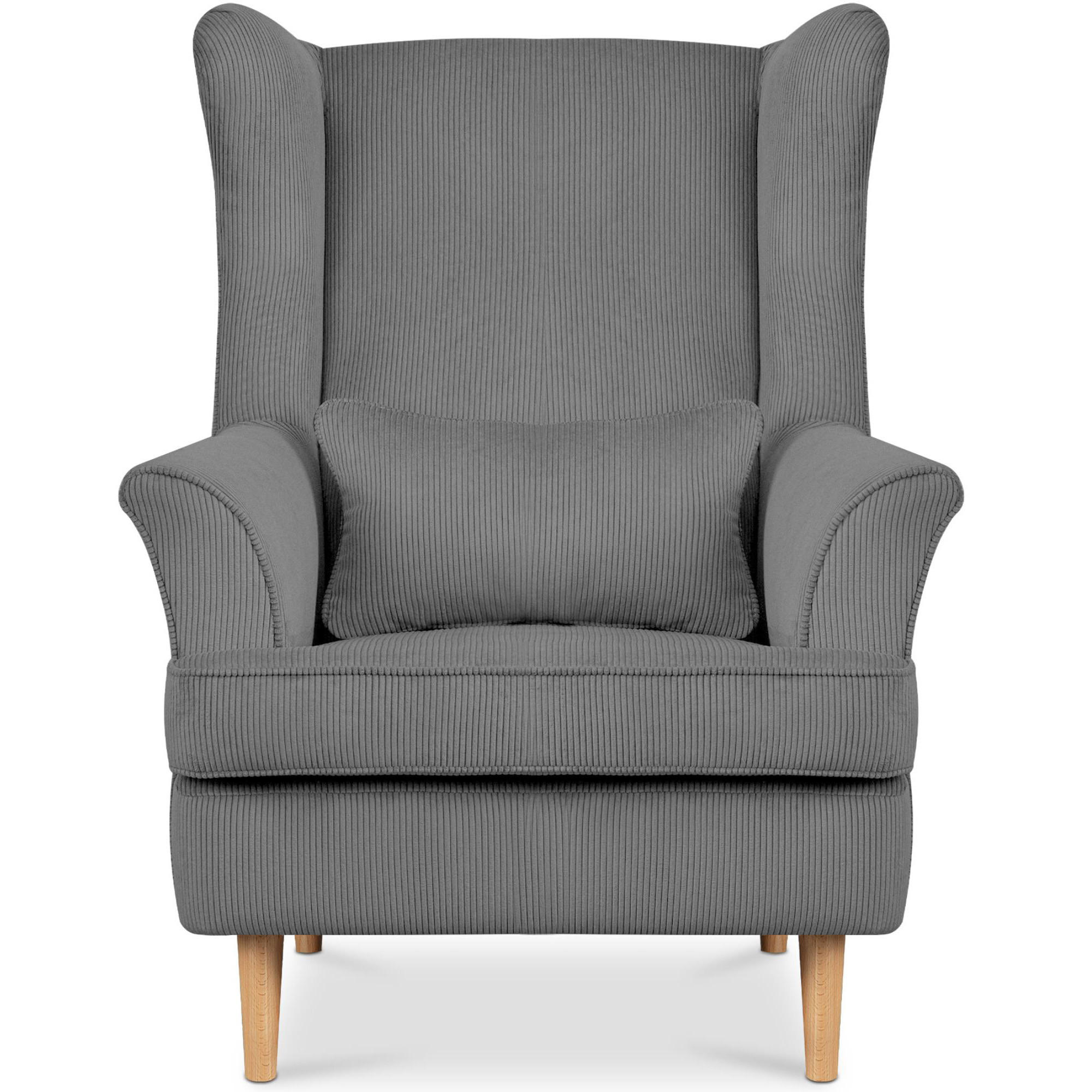 OHRENSESSEL STRALIS inklusive dekorativem Kissen, grau - Grau, Textil (82/108/80cm) - KONSIMO®
