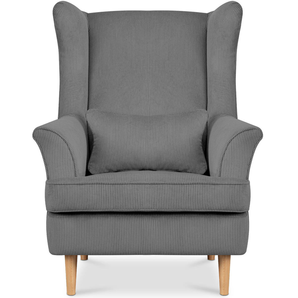 OHRENSESSEL STRALIS inklusive dekorativem Kissen, grau - Grau, Textil (82/108/80cm) - KONSIMO®
