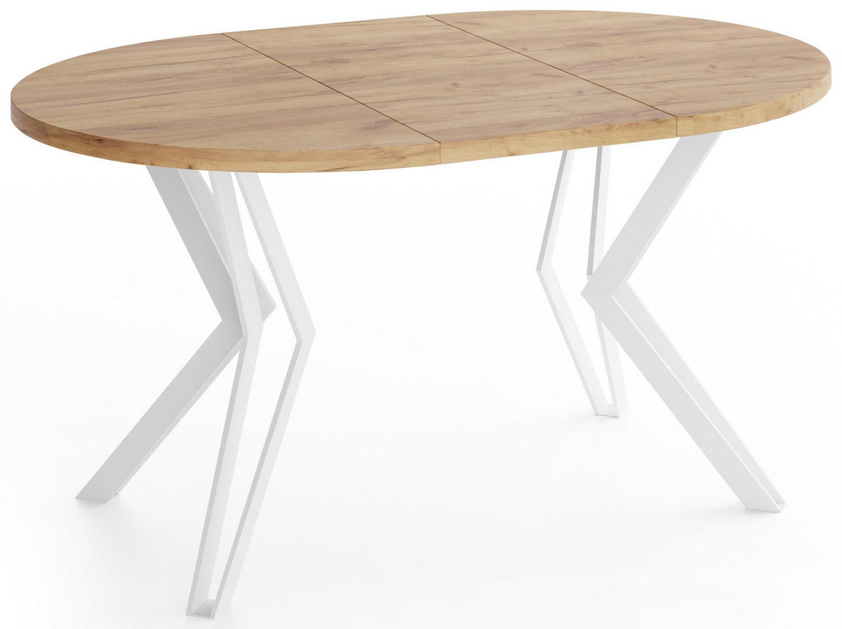 ESSTISCH Austin runder ausziehbarer, Craft Eiche 120-200/100/76 cm - Eiche Wotan/Braun, Holzwerkstoff/Metall (120/200/76cm) - WFL GROUP