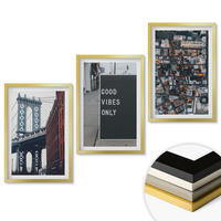 WANDBILDER 3er Set - 40x60 cm Goldrahmen - Brückenstadt-Inschriften aus der Vogelperspektive - Goldfarben, Kunststoff (40/60cm) - ArtPrintCave