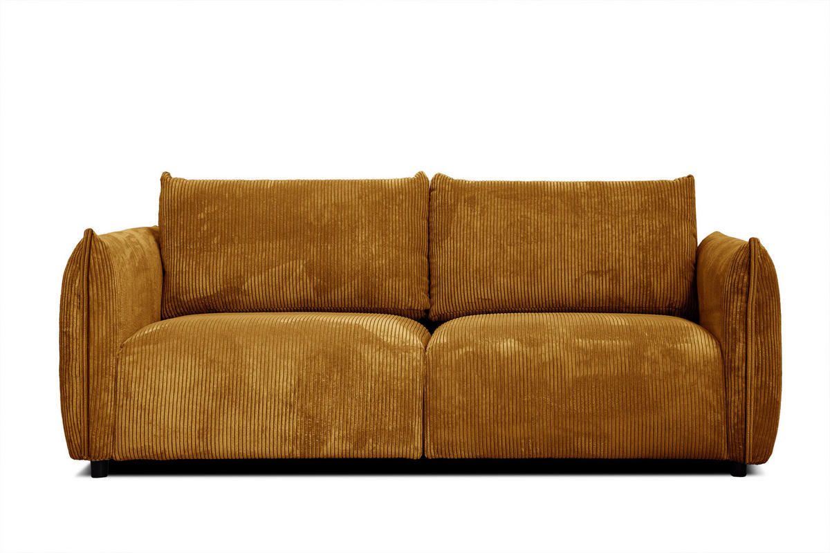 SOFA TAUER 3-Sitzer, honig - Dunkelgelb/Schwarz, Holzwerkstoff/Kunststoff (112/84/206cm) - Courtois Laville