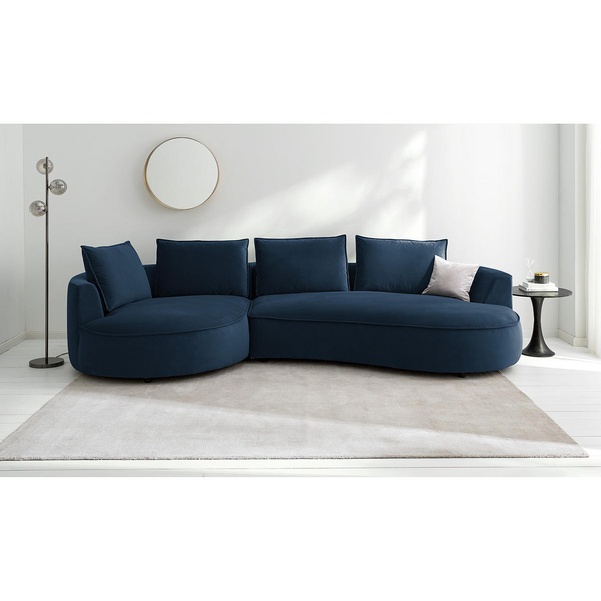 BIGSOFA - Dunkelblau, Naturmaterialien/Kunststoff (322/82/154cm) - home24