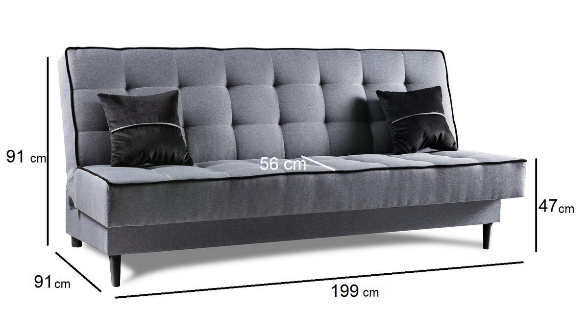 SOFA Grau Bonito Gepolstert - Grau, Naturmaterialien/Textil (199/91/91cm) - Sepro Meble