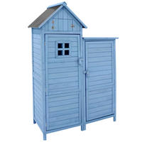 GERÄTESCHRANK Massives Holz Blau/PVC-Dach - Blau, Holz (54/173/118cm) - ComfortXL
