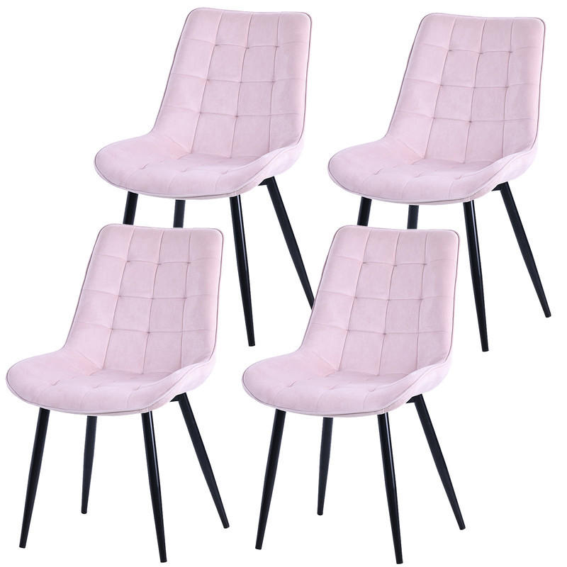 STUHL-SET 4 Stück aus Samt in Modernem Stil-YZ2 - Pink, Textil (53/88/62.5cm) - HOMAVO