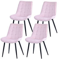 STUHL-SET 4 Stück aus Samt in Modernem Stil-YZ2 - Pink, Textil (53/88/62.5cm) - HOMAVO