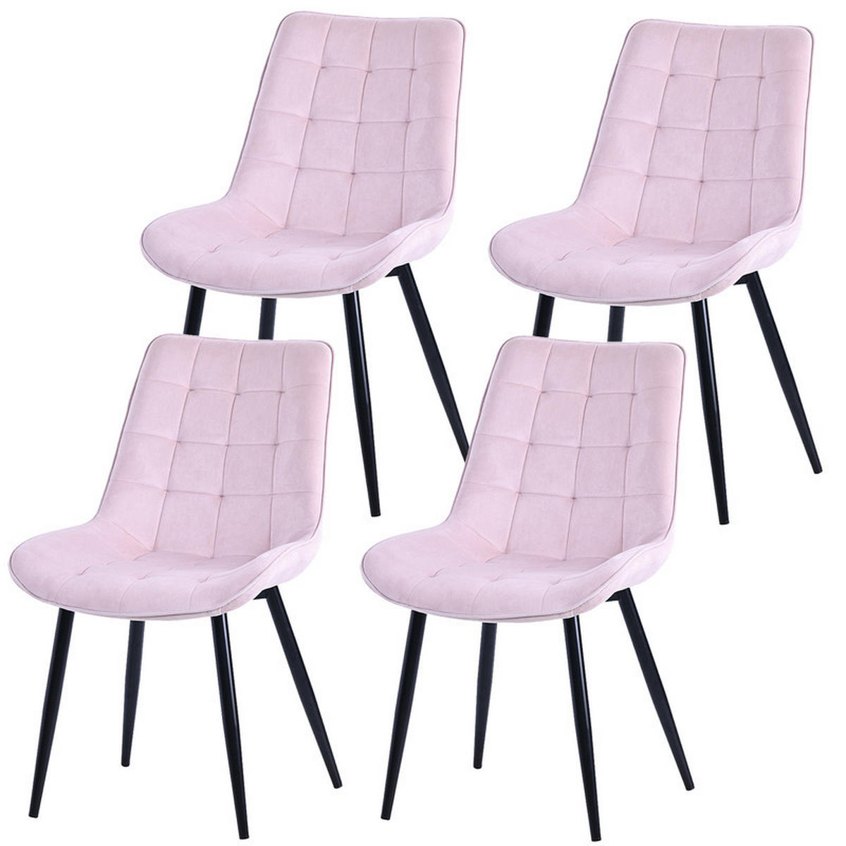 STUHL-SET 4 Stück aus Samt in Modernem Stil-YZ2 - Pink, Textil (53/88/62.5cm) - HOMAVO