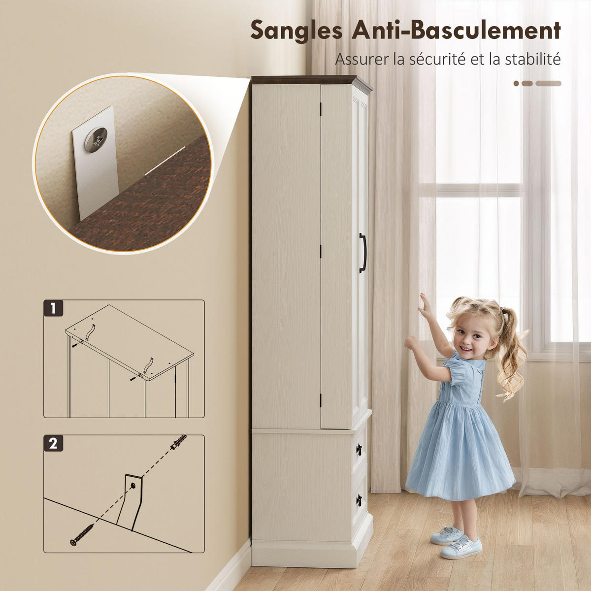 MEHRZWECKSCHRANK DE-11241 LED mit Sensor & verstellbaren Böden Weiß - Weiß, Holzwerkstoff (39.5/183/76cm) - ComfortXL