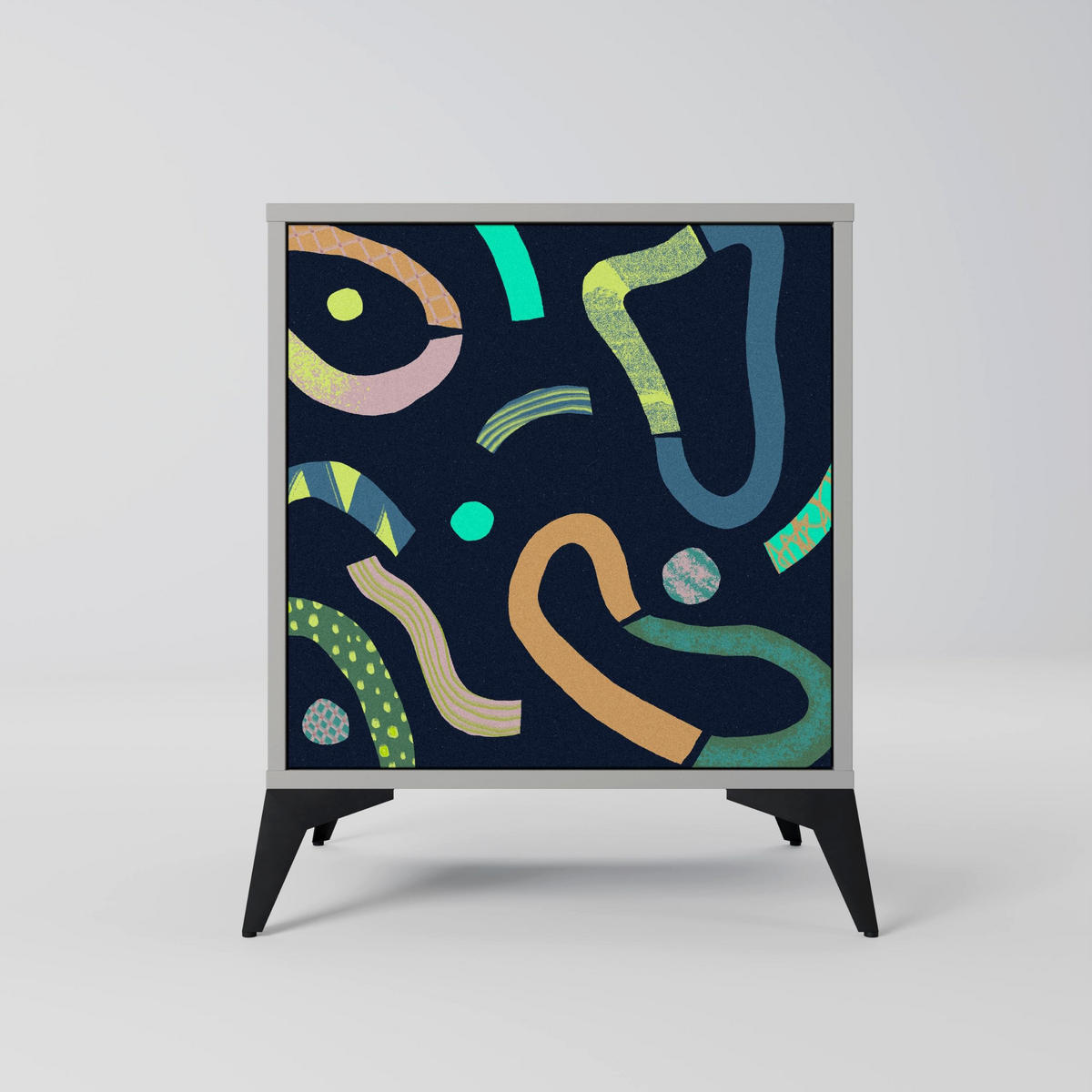 SIDEBOARD CONTRAST DANCE, Grau, 57,5x42x57,5 cm, Ohne Füße - Multicolor/Grau, Holzwerkstoff (57.5/57.5/42cm) - SpaceRebels