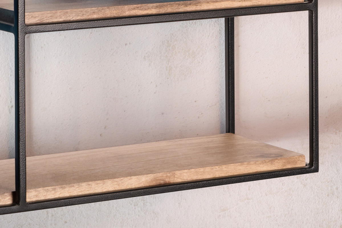 WANDREGAL Mango Massivholz Industrial Stil 60x40x18 cm - Beige/Schwarz, Holz/Metall (60/40/18cm) - KADIMA DESIGN