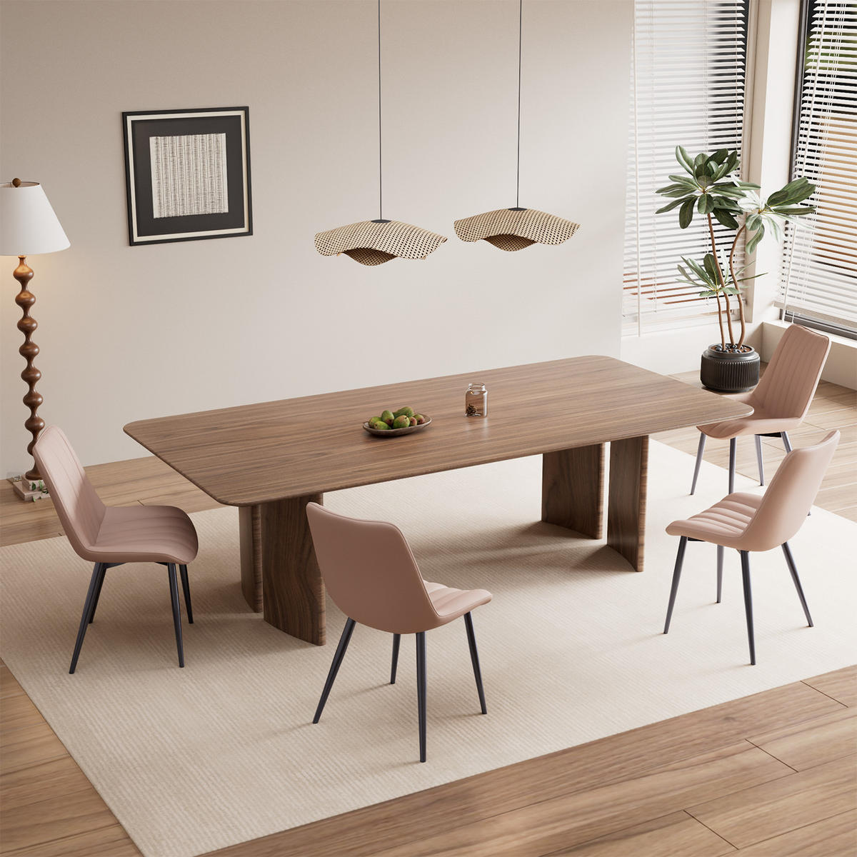 STUHL-SET 2 Stück aus Kunstleder in Modernem Stil-YZ1 - Cognac, Textil/Metall (53/88/62.5cm) - HOMAVO