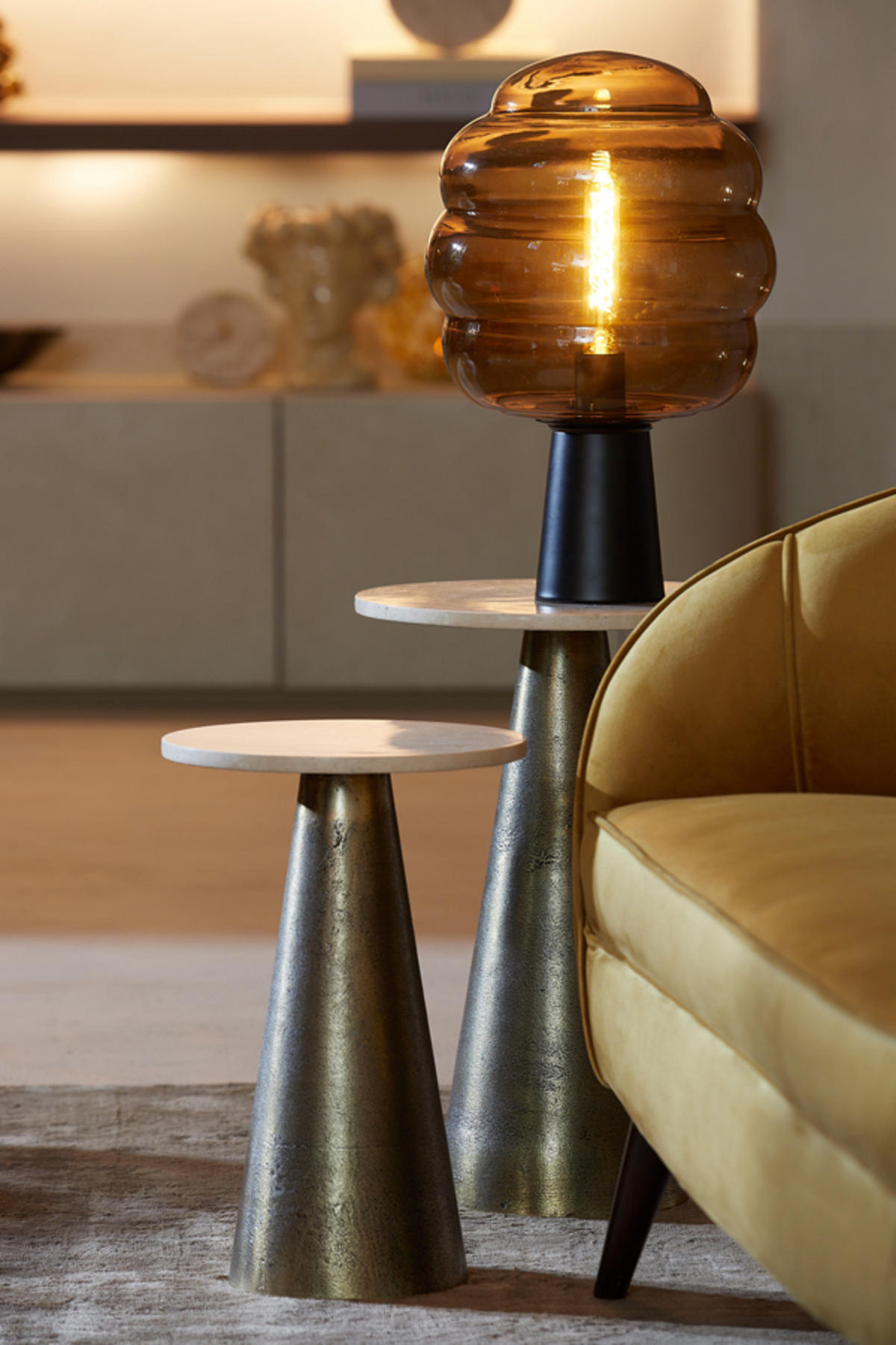 BEISTELLTISCH Ynez Braun Ø36/51 cm - Bronzefarben, Metall (36/36/51cm) - Light & Living