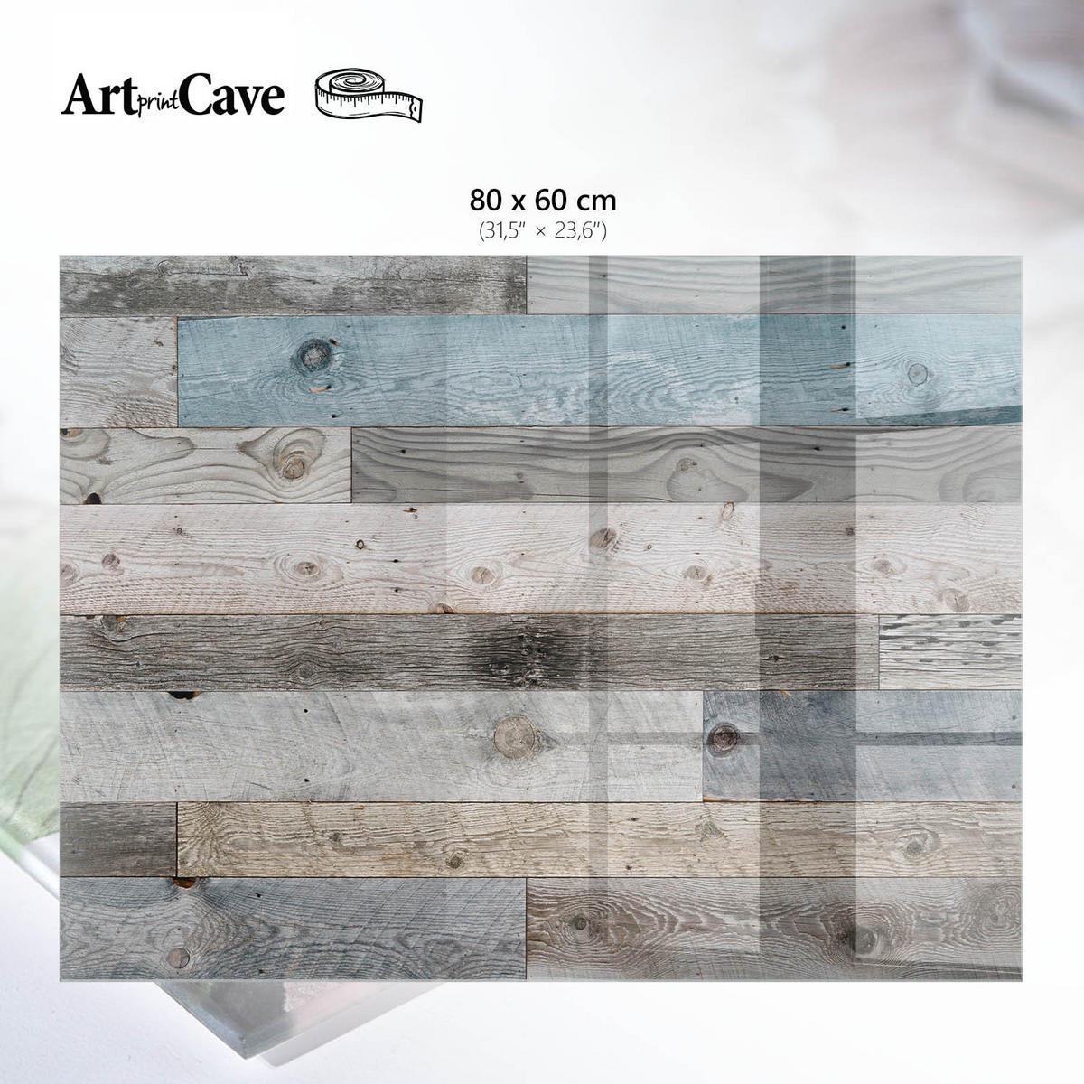 GLASPLATTE 80x60 cm – Holzbretter - Braun, Glas (0.4/80/60cm) - ArtPrintCave