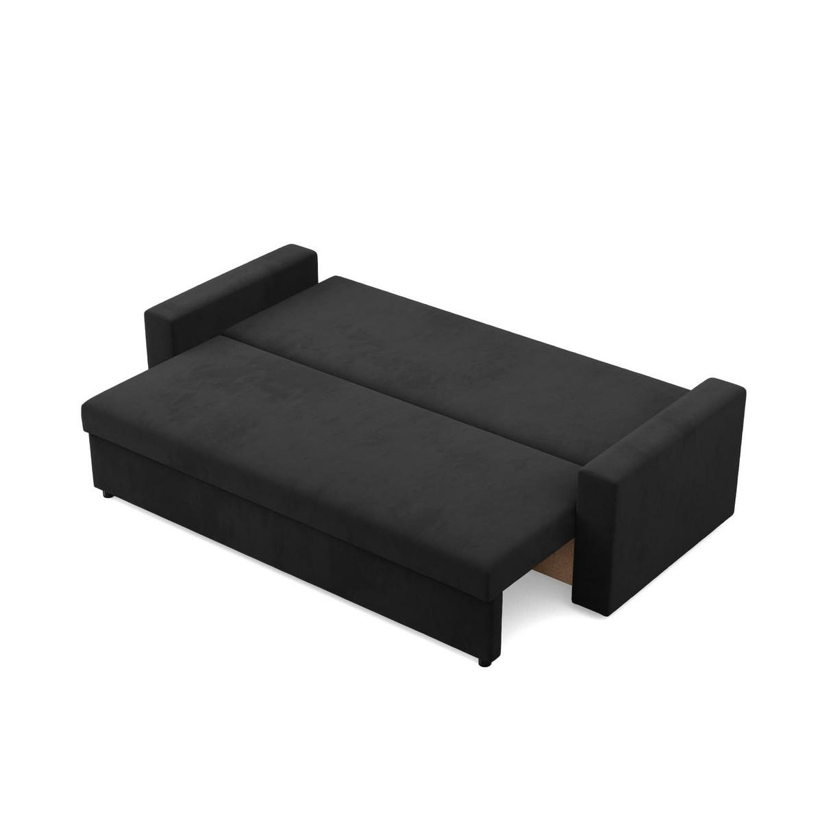 SOFA 3-SITZER MIT SCHLAFFUNKTION NEO, Schwarz - Schwarz, Textil (220/85/92cm) - Mebligo
