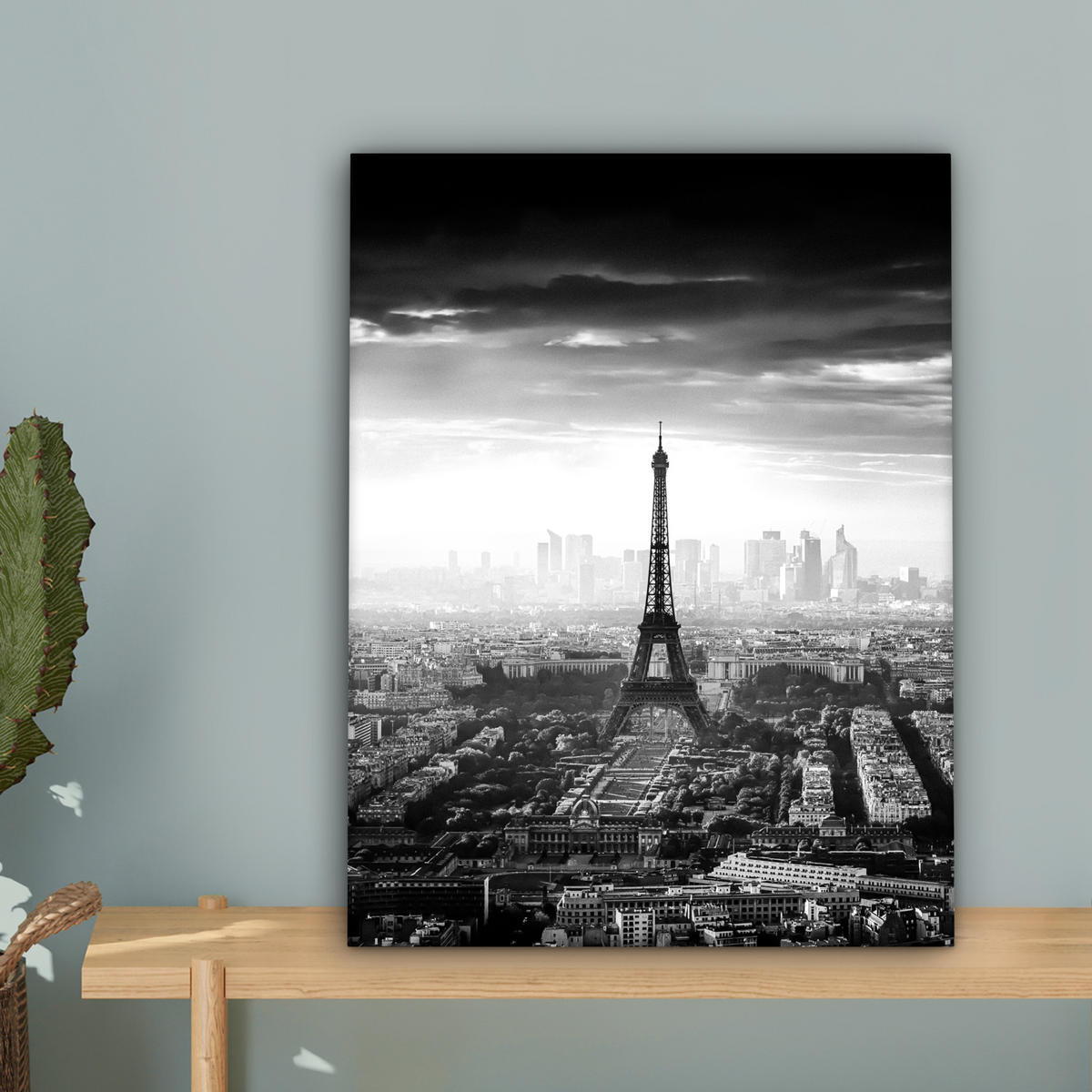 LEINWANDBILD Paris - Skyline - Eiffelturm - Stadt - Wolken Room Decor 30x40 cm - Dunkelgrau, Textil (30/40cm) - MuchoWow