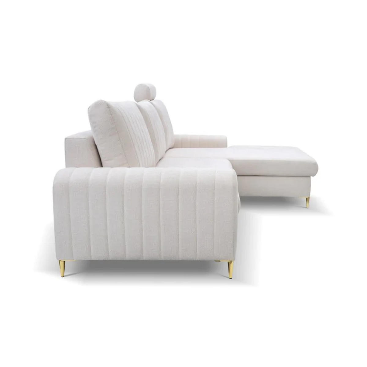 ECKSOFA Creme MANGO Mit Schlaffunktion Rechts - Beige, Naturmaterialien/Textil (251/164cm) - Sepro Meble