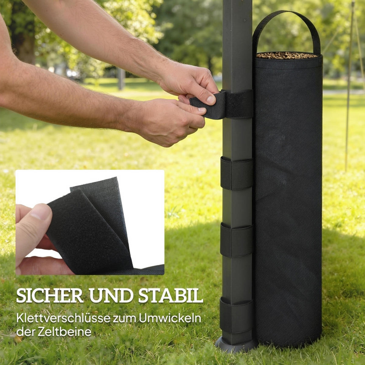 PAVILLON GEWICHTE 8er Set Sandsäcke 40 kg Oxford schwarz - Schwarz, Textil (20/50/1cm) - Fortuna Lai
