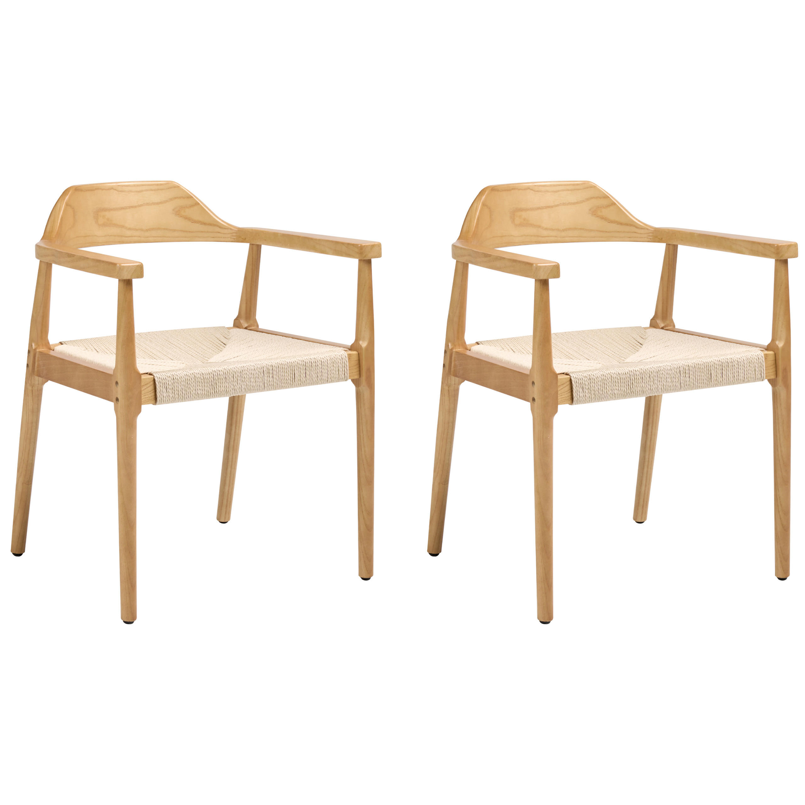 ESSZIMMERSTUHL 2er-Set Holz Hellbraun/Beige Oakdale - Hellbraun, Holz (58/73/53cm) - Beliani