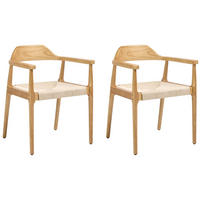ESSZIMMERSTUHL 2er-Set Holz Hellbraun/Beige Oakdale - Hellbraun, Holz (58/73/53cm) - Beliani