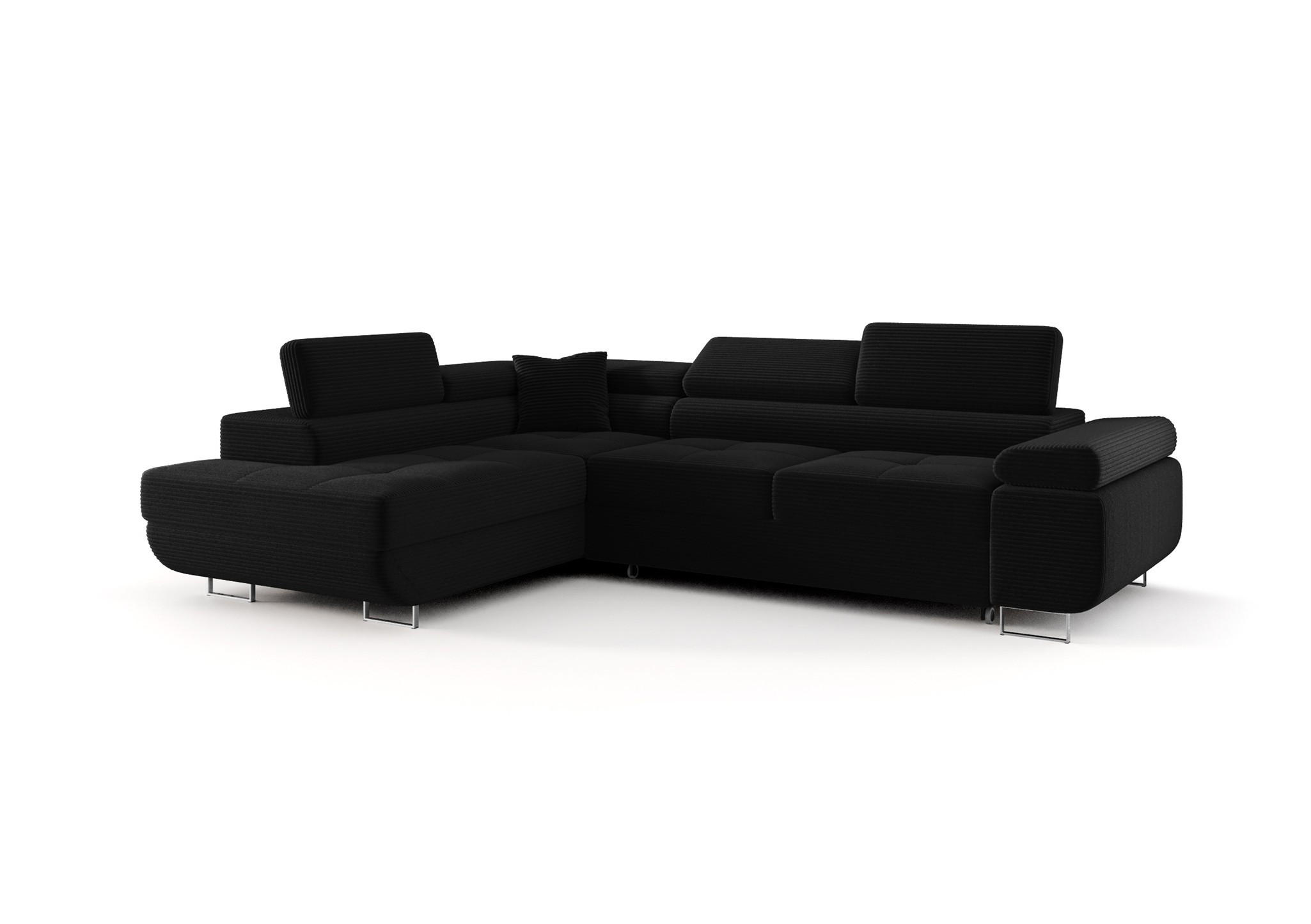 ECKSOFA Monaro Mit Schlaffunktion - Schwarz, Holzwerkstoff/Textil (275/202cm) - Fun Möbel