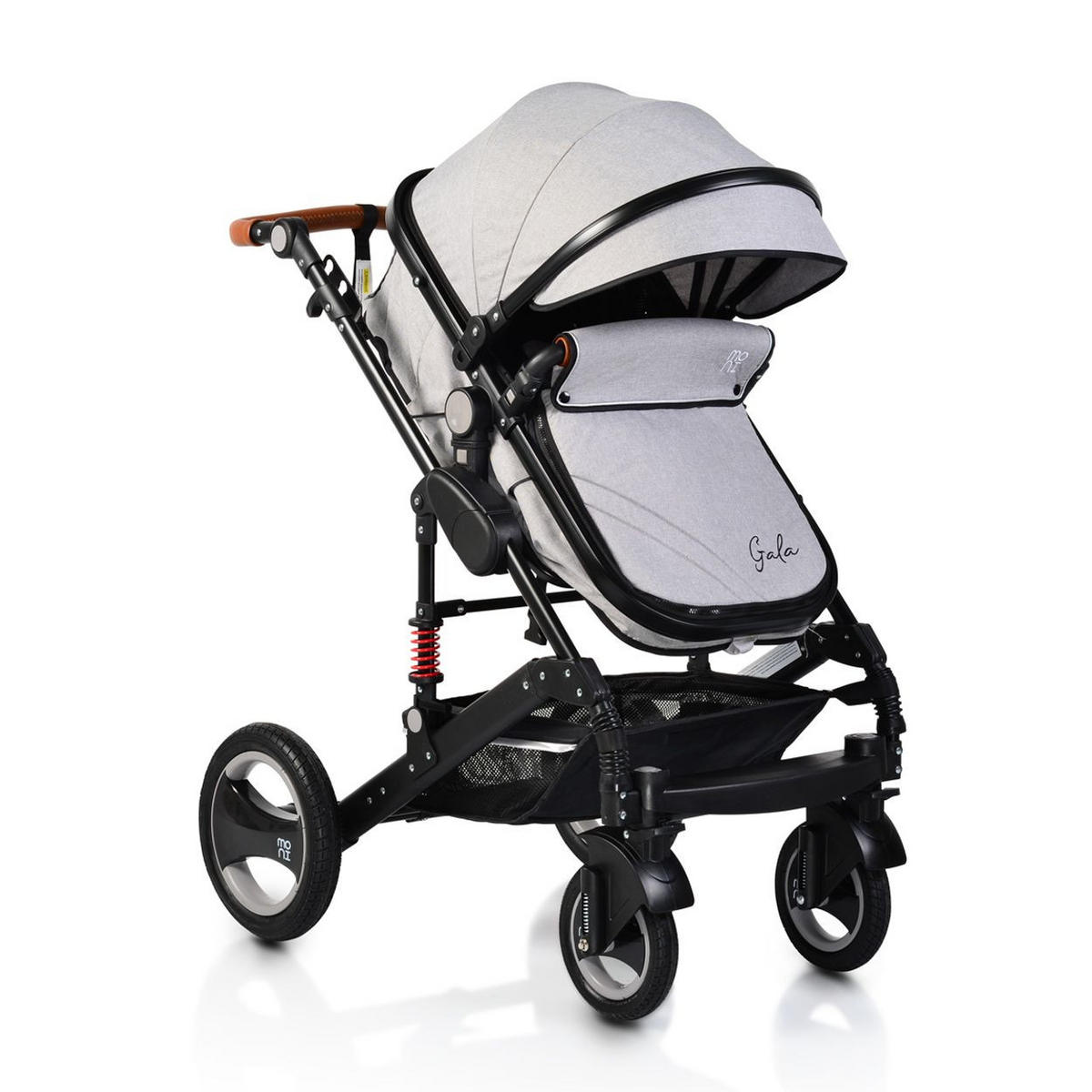 KINDERWAGEN Gala hellgrau Tragetasche Sportsitz umbaubar Wickeltasche Sitz umkehrbar - Grau, Metall (95/70/110cm) - Moni