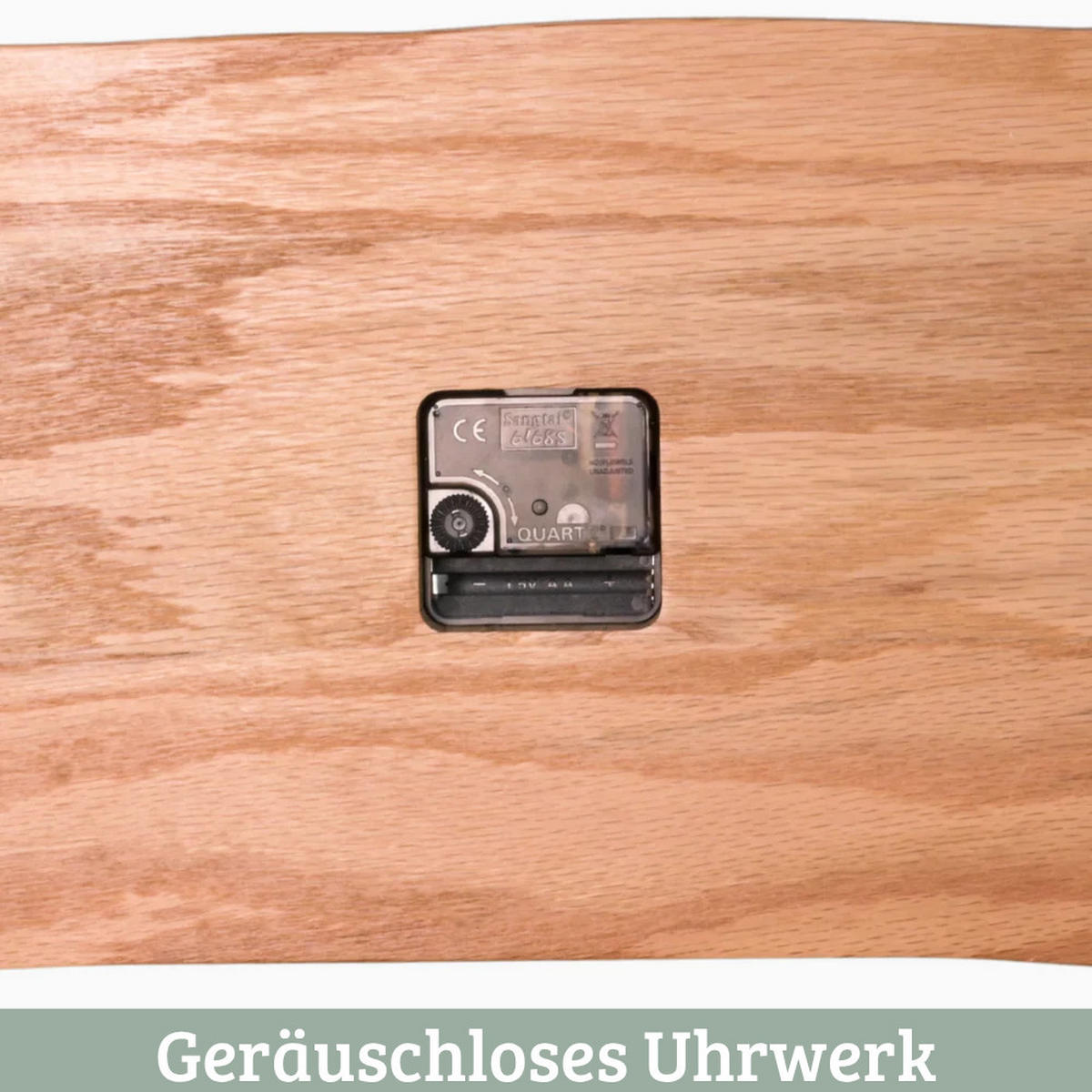 WANDUHR groß Holz PHIL HANDGEFERTIGT 43 cm ⌀ Eiche Geräuschlos - Braun, Holz (43/43/4cm) - DELUKE