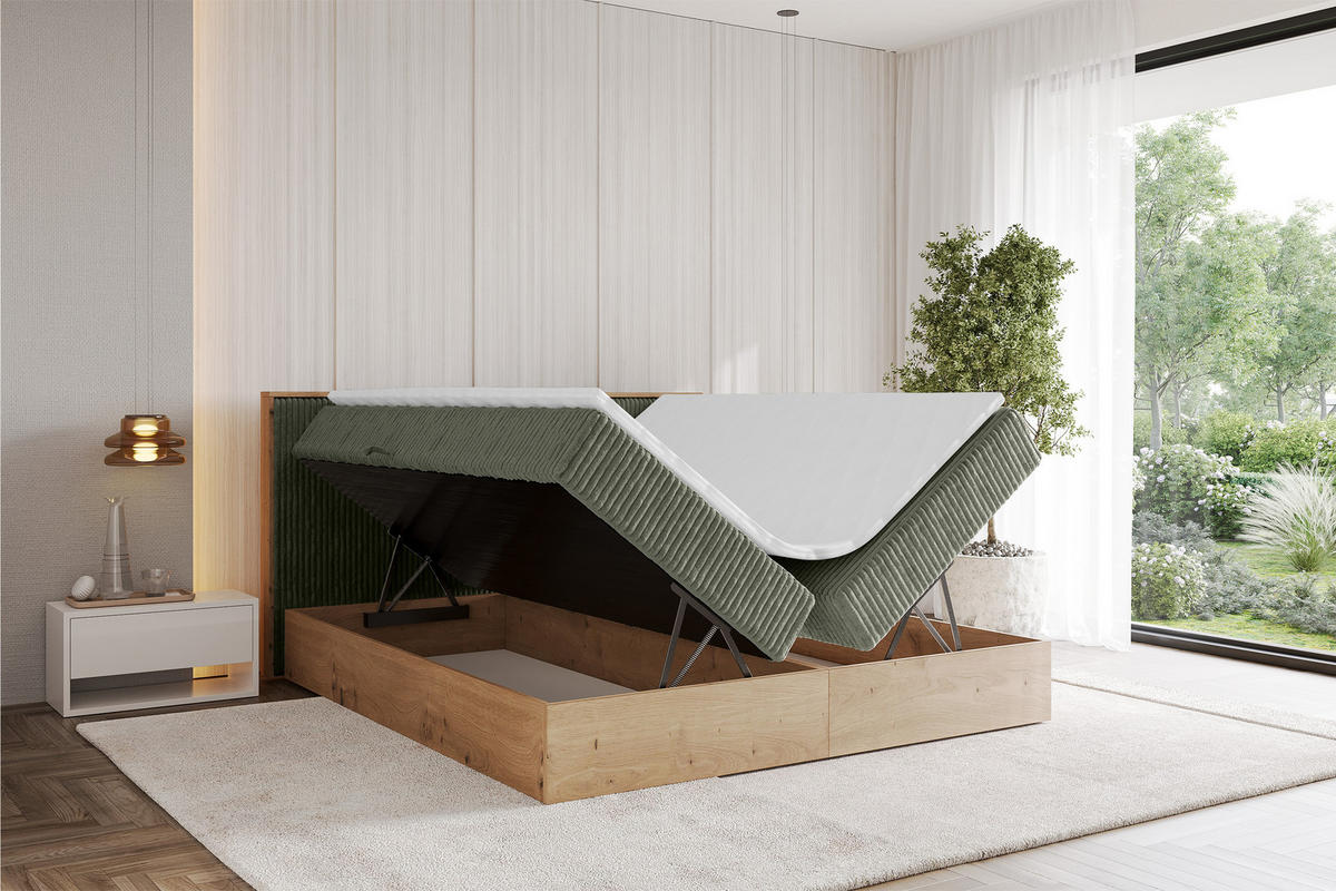 BOXBETT LOLLI9 - 120x200 - H3 Olivgrün - Olivgrün, Holzwerkstoff (120/200cm) - ALTDECOR