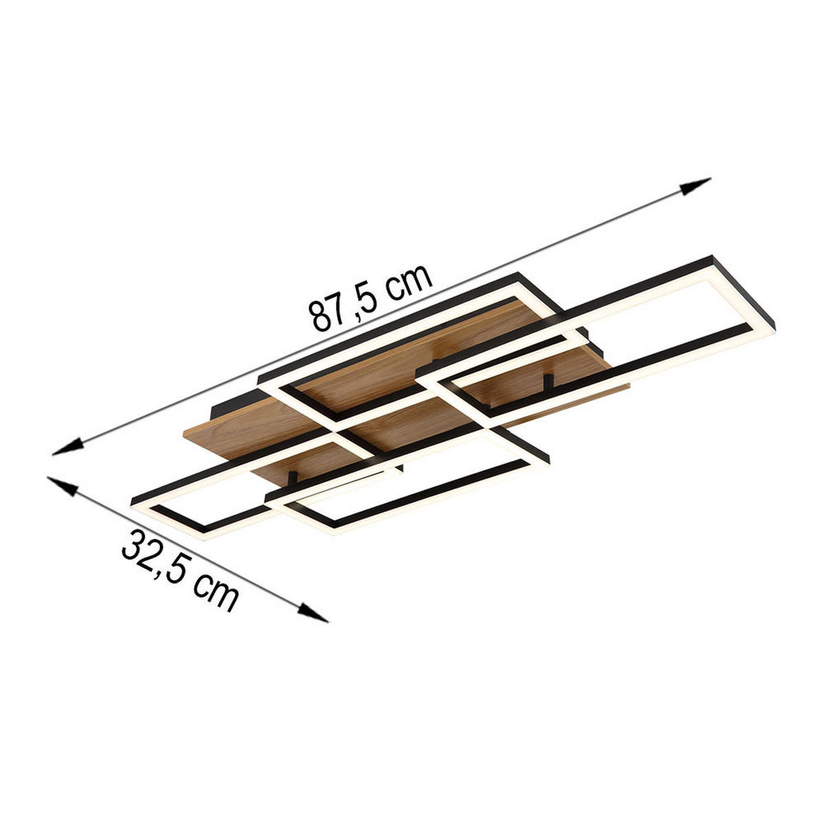 LED DECKENLEUCHTE Holzoptik Braun - Braun, Metall (87.5/32.5/7.5cm) - Globo Lighting