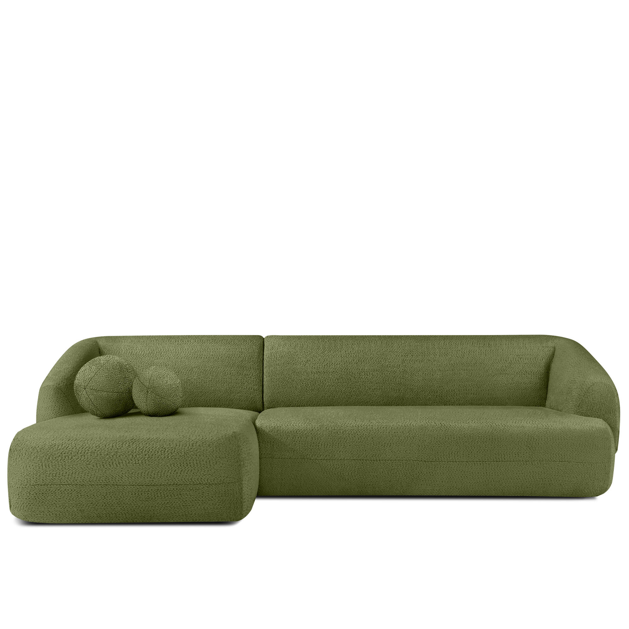 ECKSOFA LINKS VIRA, Oliv, Chenille - Schwarz/Olivgrün, Holz/Holzwerkstoff (300/160cm) - KONSIMO®