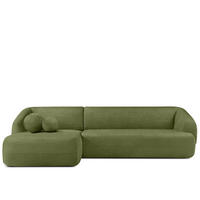 ECKSOFA LINKS VIRA, Oliv, Chenille - Schwarz/Olivgrün, Holz/Holzwerkstoff (300/160cm) - KONSIMO®