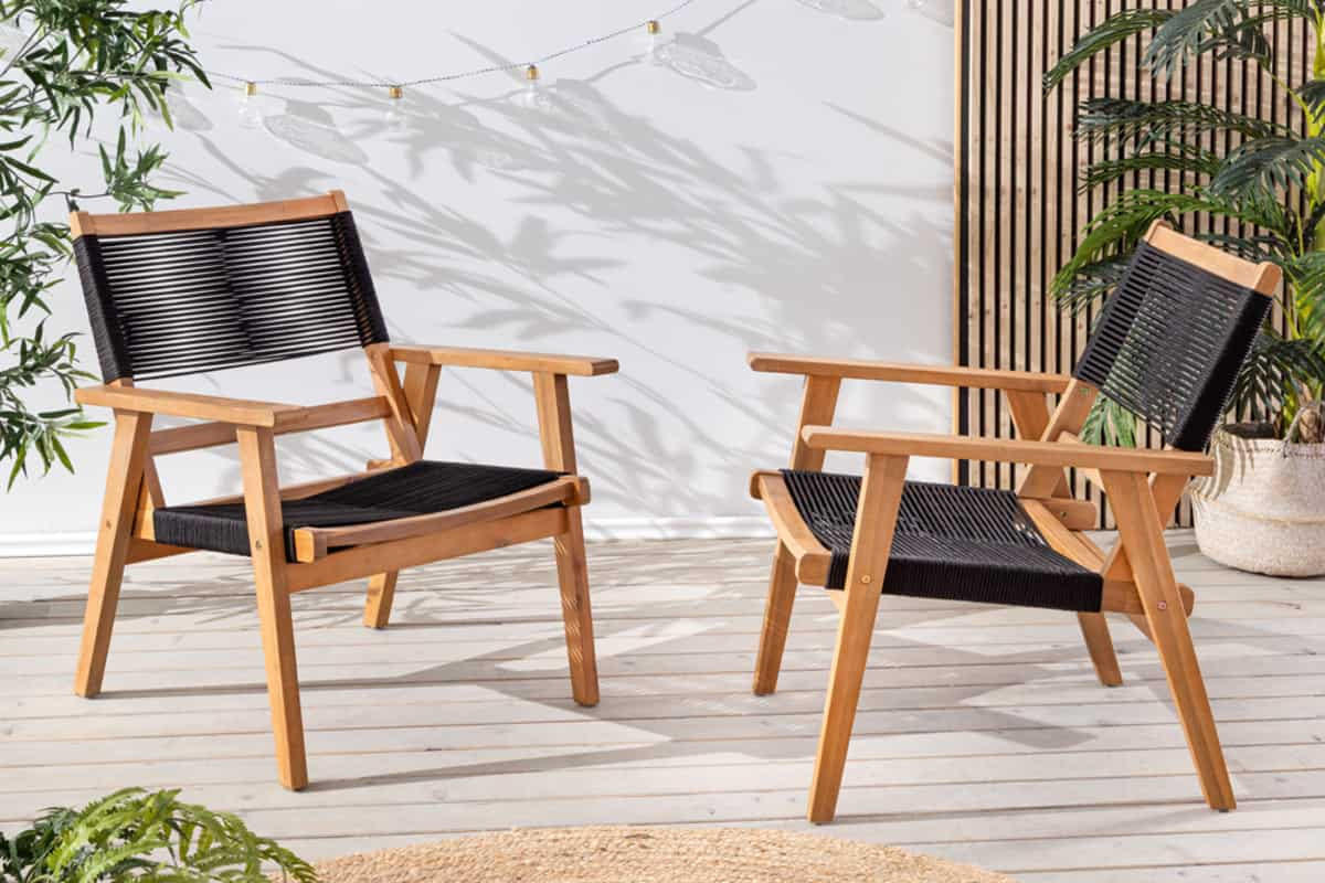 GARTENSTUHLSET BALI ROPE 2-teilig Akazie Natur|Anthrazit - Braun/Grau, Holz/Kunststoff (67/85/75cm) - riess-ambiente
