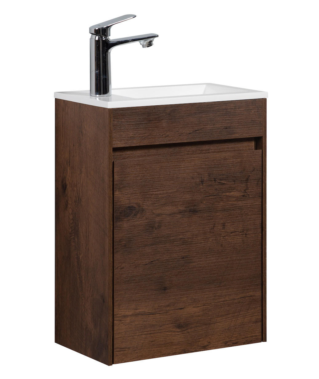 GÄSTE-WC-MÖBELSET Sinta 2 Teile Walnuss Braun - 40 x 22 x 54 cm - Walnussfarben/Braun, Holz (40/54/22cm) - Badplaats