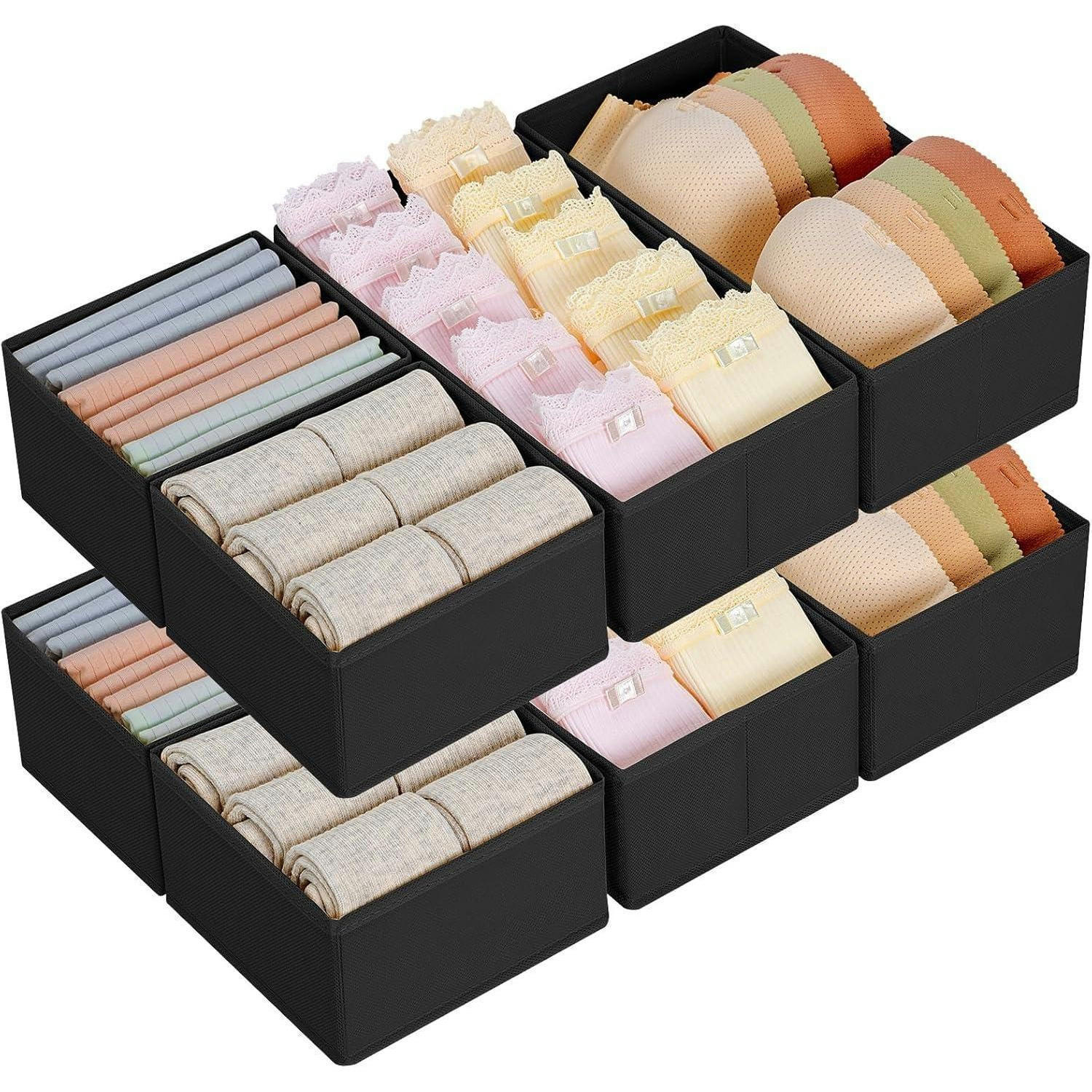 SCHUBLADEN Organizer 8-teiliges Set Schwarz - Schwarz, Textil (15/5/25cm)