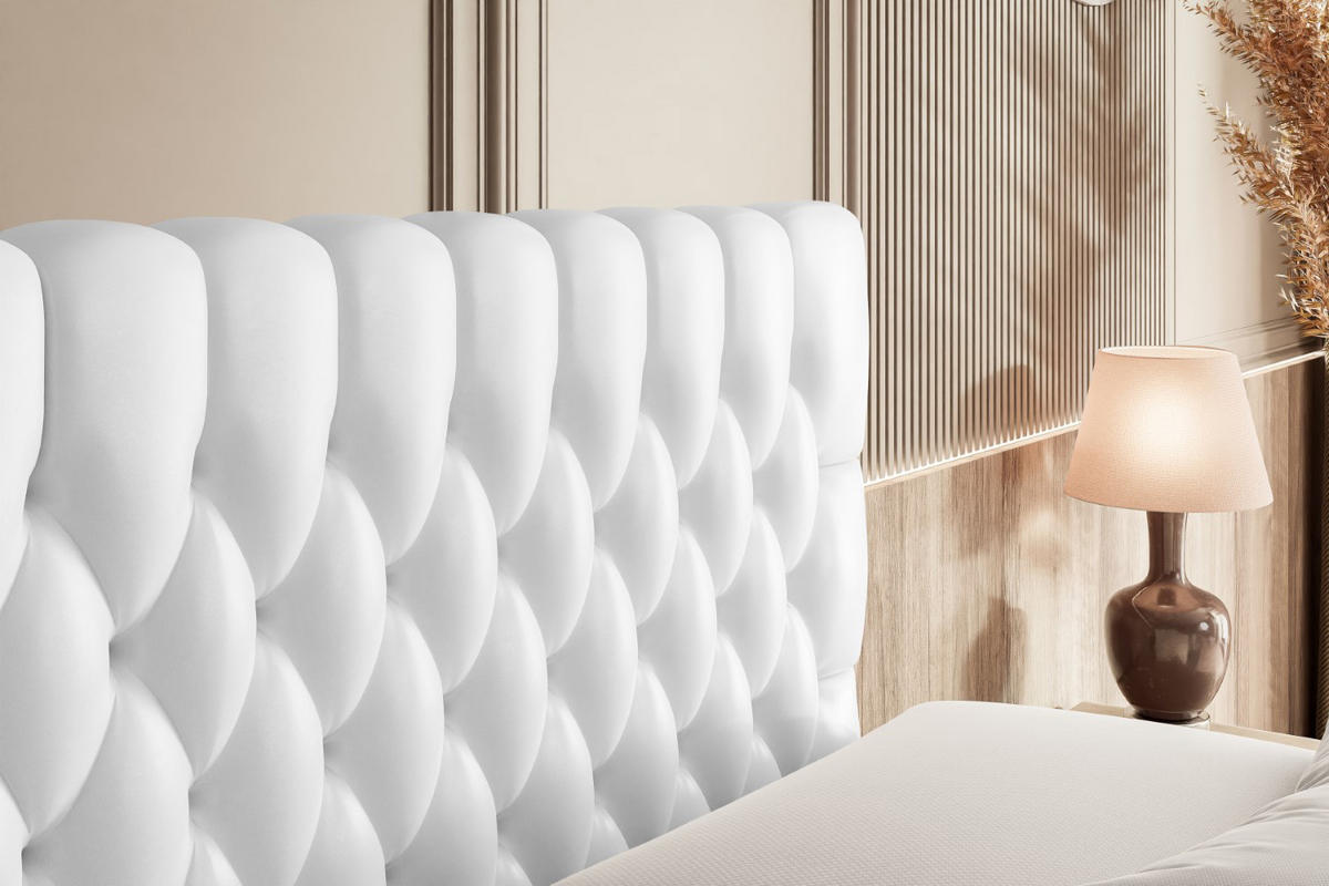 BOXSPRINGBETT SERENE KING - 200 x 200 - H3/H4 - Weiß Hochglanz - Weiß Hochglanz, Holzwerkstoff (200/200cm) - ALTDECOR